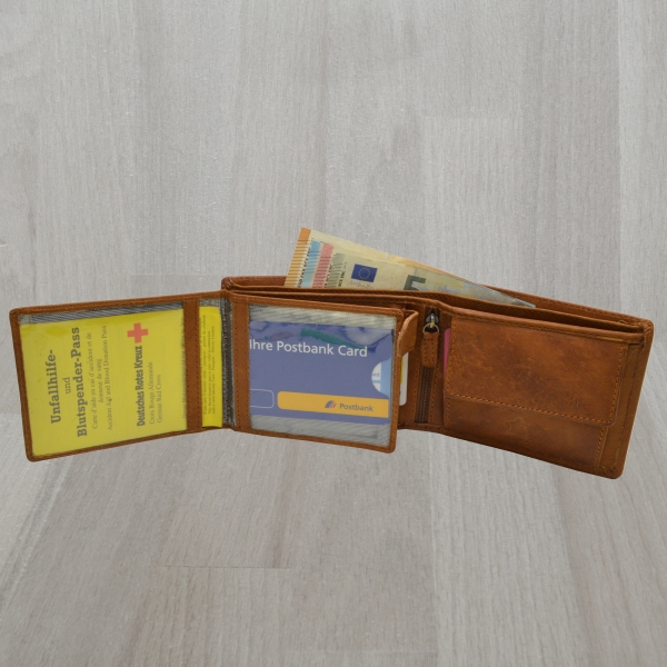 Voll Leder Geldbörse mit RFID Schutz Folie Motorrad Biker Rocker